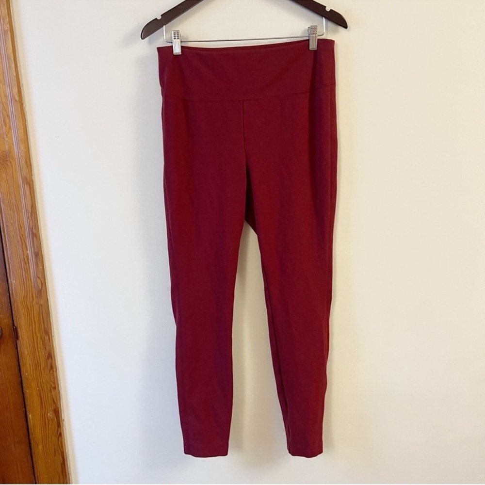 Matilda Jane Maroon Skinny Leg Ponte Pants Size Large High Rise Elastic Waist